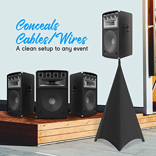 Pyle Universal Lighting Tripod Stand Scrim - Dj Light Speaker Stand Skirt Tripod Scrim Cover W/Hook And Loop Stretchable Lycra Spandex Material - Straps, Bag - For On Stage/Event Use #TOP2