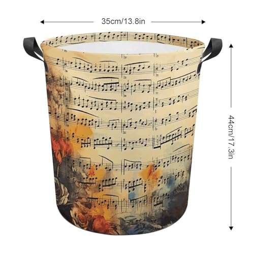 Panier à linge pliable grand format imprimé notes de musique pour buanderie