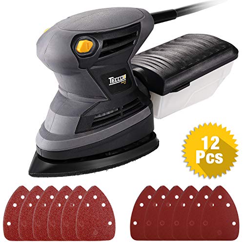 Mouse Detail Sander, TECCPO 1.6 Amp/15,500 OPM Mouse Sander with 12 Pcs Sandpapers