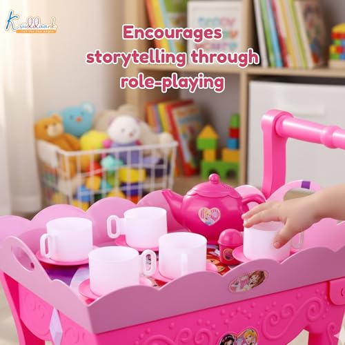 Image of Disney Princess Tea Trolley Set - Pretend Play, Birthday Gift for Kids, Battery-Operated with Accessories | Fun & Educational Toy for Kids | Safe, Engaging & Interactive Play