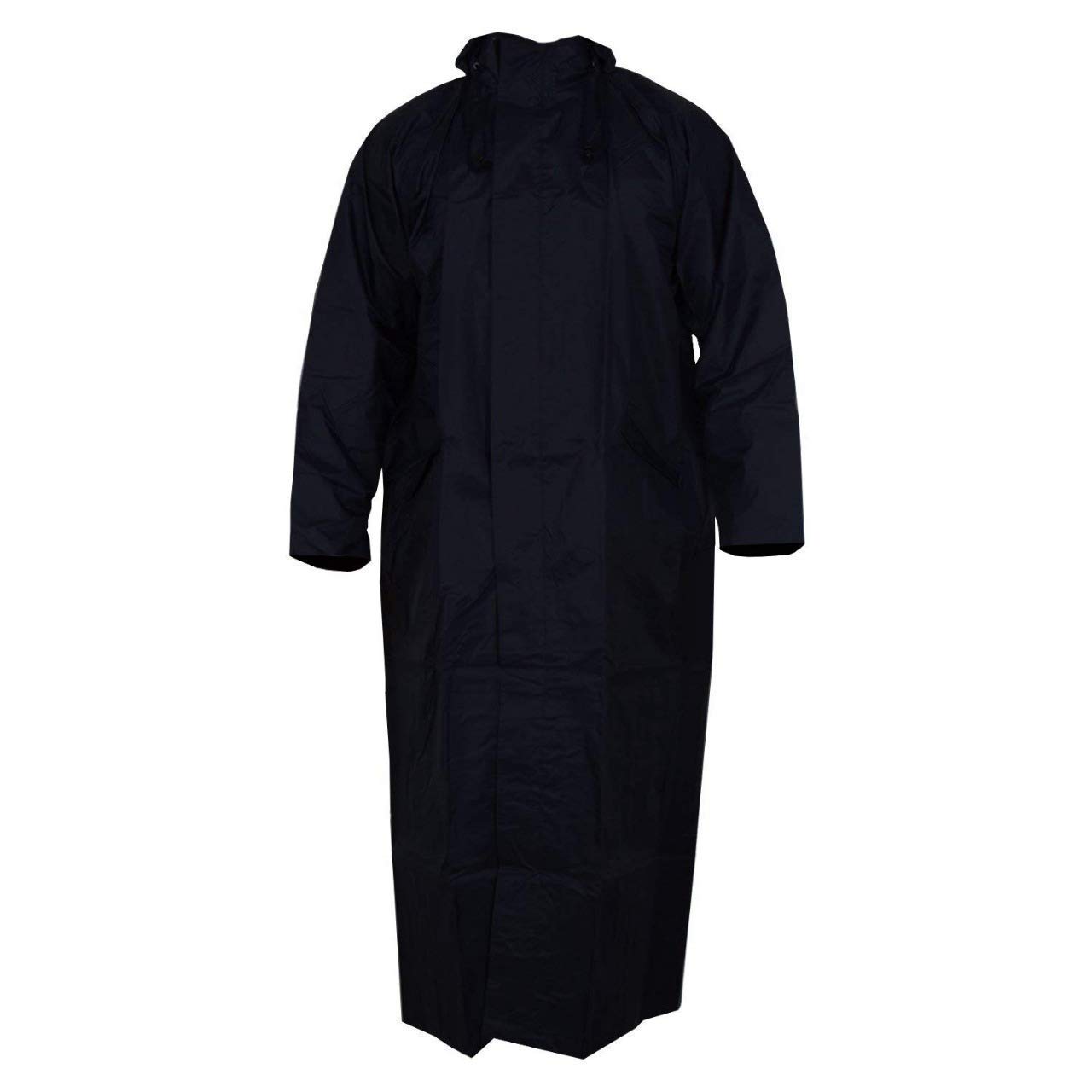Long Rain Coat for Unisex,100% Water Proof/Packable Zipper Raincoat with Hood, and Carry Bag, Black Color (Pack of 1)-image-9