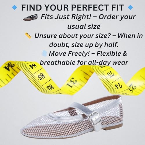 Image of EMMA NEW YORK Mesh Ballet Flats for Women, Mary Jane Mesh Ballet Flats Shoes for Women with Buckle Strap