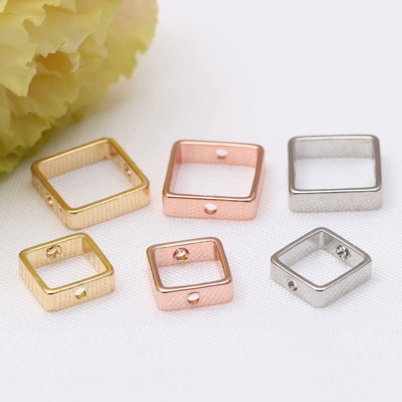 Miniatura 6 de 30 marcos de cuentas de latón de 0.315 pulgadas, marco de cuentas cuadradas de latón de doble agujero, marco de cuentas de metal para manualidades,