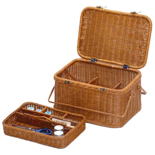 裁縫箱　ラタン製長方形バスケット 裁縫箱 ラタン製長方形バスケット