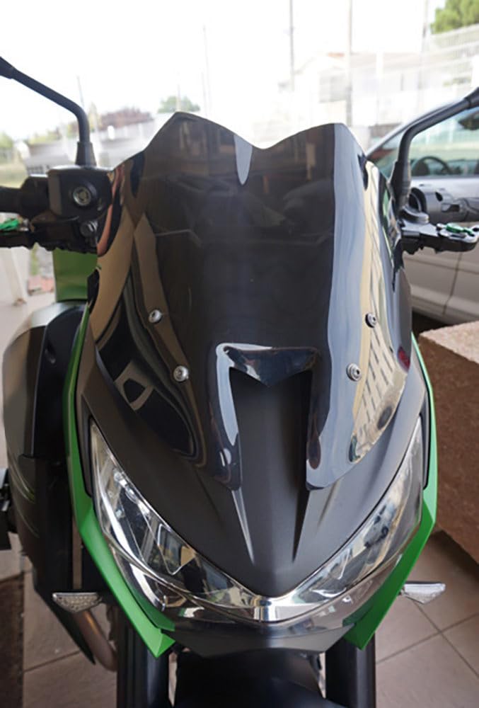 avdb-moto Szyba/Deflektor wiatru kompatybilny z KAWASAKI Z800 Z-800 2013-2016 Z poliwęglanu (Czarny Podwójna krzywizna)