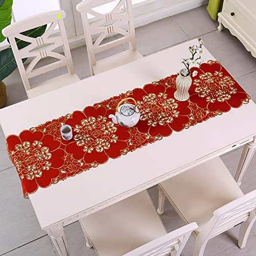 Décoration de vacances lavable avec ce chemin de table brodé rouge - 2