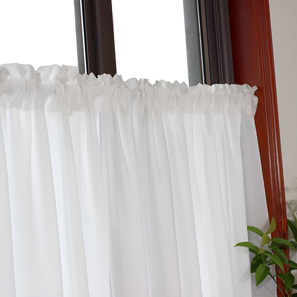 Tendine Bianco per Piccole Finestre, 2 pannelli Tenda da Bistrò Tendine Corte per Camera da Letto Cucina(W: 200 X L:100CM/78.7X39IN)