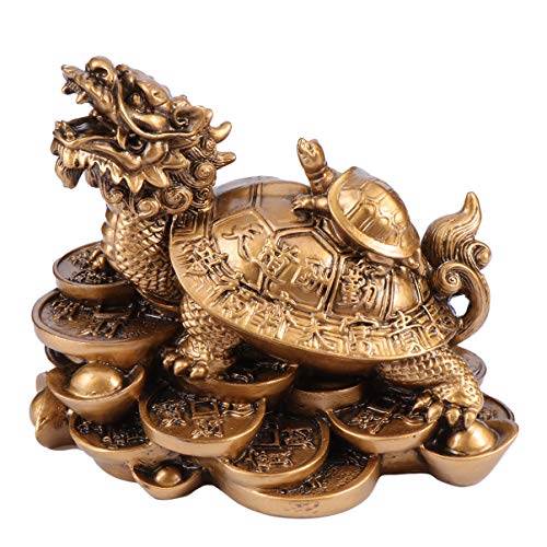 WINOMO Chinese Feng Shui Dragon Turtle Statue Resin...