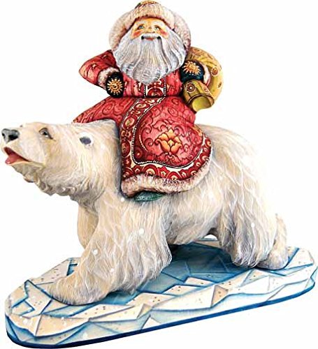 G. Debrekht Polar Ice Santa One-of-a-Kind Wood Carving