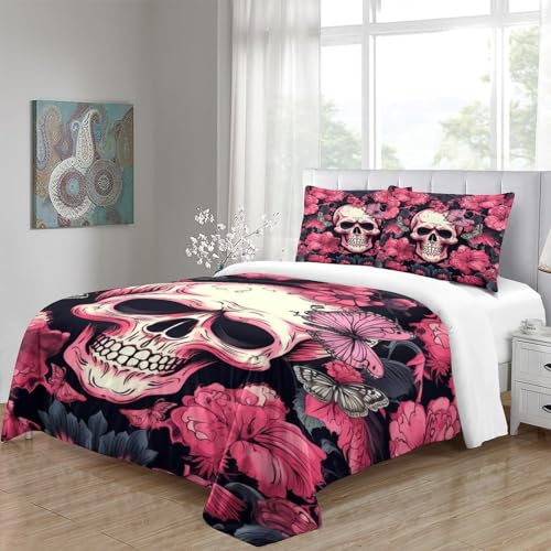 Funda nórdica de calavera antiarrugas para cama King 220x240cm con lavado fácil 5