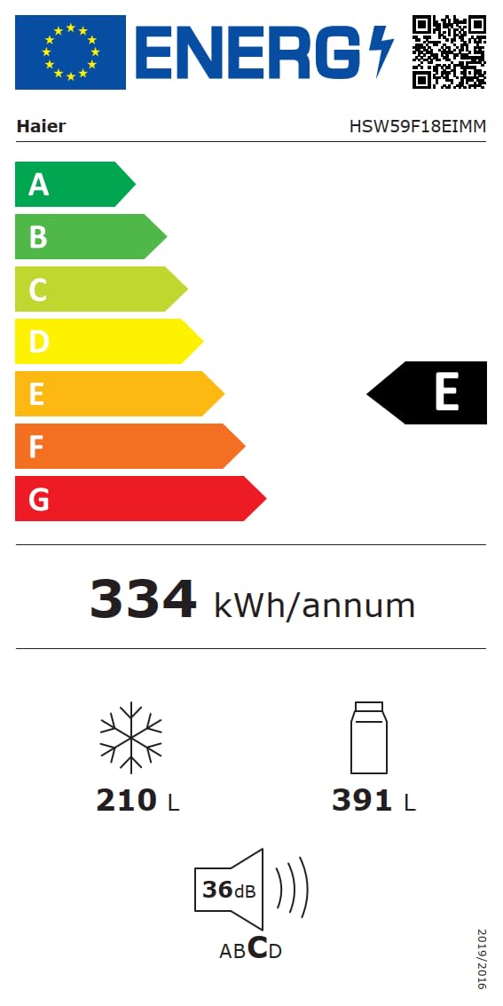 Haier Side by Side 90 série 5 HSW59F18EIMM réfrigérateur-congélateur/Total No Frost/Smart hON App/HumidityZone/XXL Capacité utile/Distributeur d'eau et de glaçons/Seulement 36 dB (A