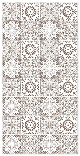 Panorama Tapis Vinyle - Modèle Carreaux Ciments Grenade Brun 60x110 cm - Différentes Tailles - Deco Maison, Cuisine, Chambre et Exterieur