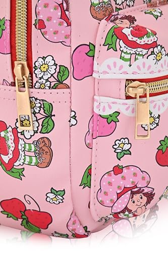 Image of Fast Forward Strawberry Shortcake Backpack for Women, Men, Unisex | Cute PU Leather 10 inch Mini Backpack Purse Shoulder Purse | Strawberry Shortcake Bag and Accessories