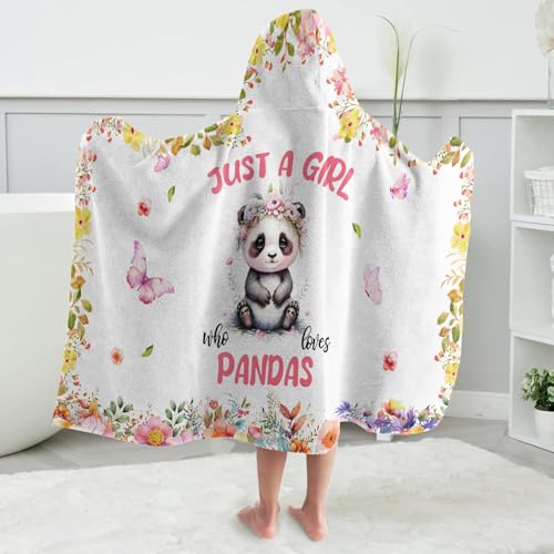 Image of Panda Hooded Bath Towels for Girls,Soft Cotton Swimming Shower Beach Blanket (Panda)