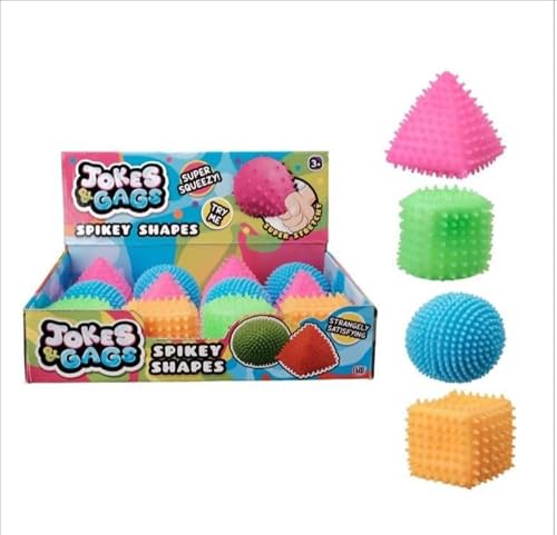 Image of Spikey Shapes Squeezy Sensory Stress Relief Toys, Neon Colours, Ages 3 and up, 4 Shapes - 1 SENT AT RANDOM