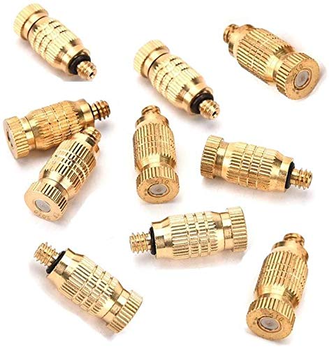 20Pcs Garden Brass Misting Nozzles High Pressure Spray Misting Nozzle Atomizing Nozzle For Greenhouse,Landscaping,Dust Control,Outdoor Cooling System,0.008Inch Orifice (0.2Mm), 3/16 Unc #TOP3