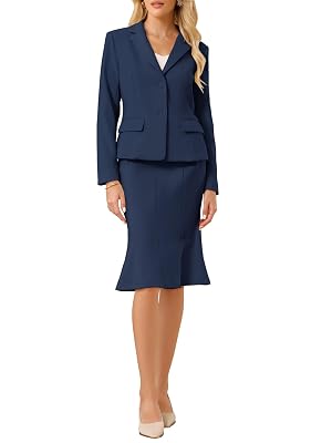 Womens 2 Piece Suit Skirt Set Business Office Work Blazers Jackets and Fishtail Pencil Skirts