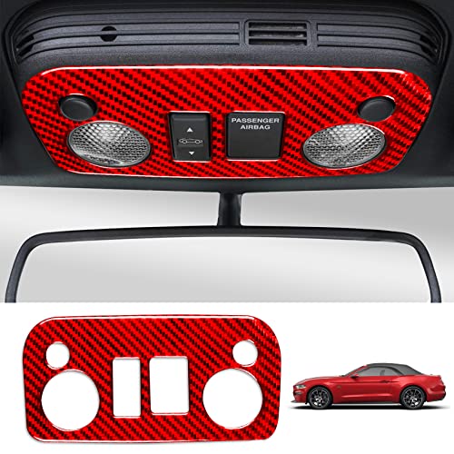 MEEAOTUMO Red Carbon Fiber Roomlamp Trim Interior Accessories for Ford Mustang Convertible 2015 2016 2017 2018 2019 2020 2021 2022