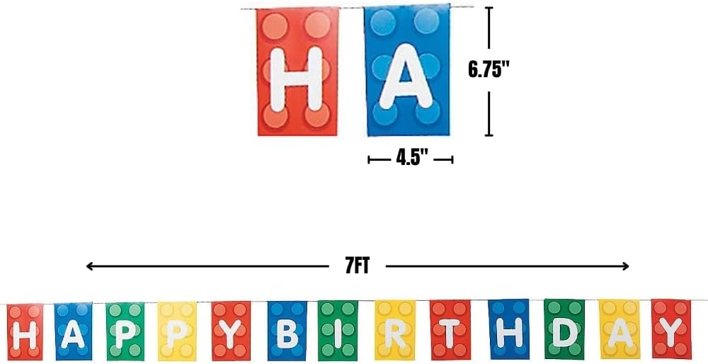 Fun Express - Block Party Garland for Birthday - Party Decor - Hanging Decor - 1 Piece