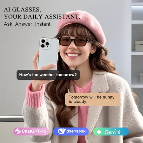 Image of GenXenon Tea Square Sleek Smart Translation Polarized Sunglasses Women