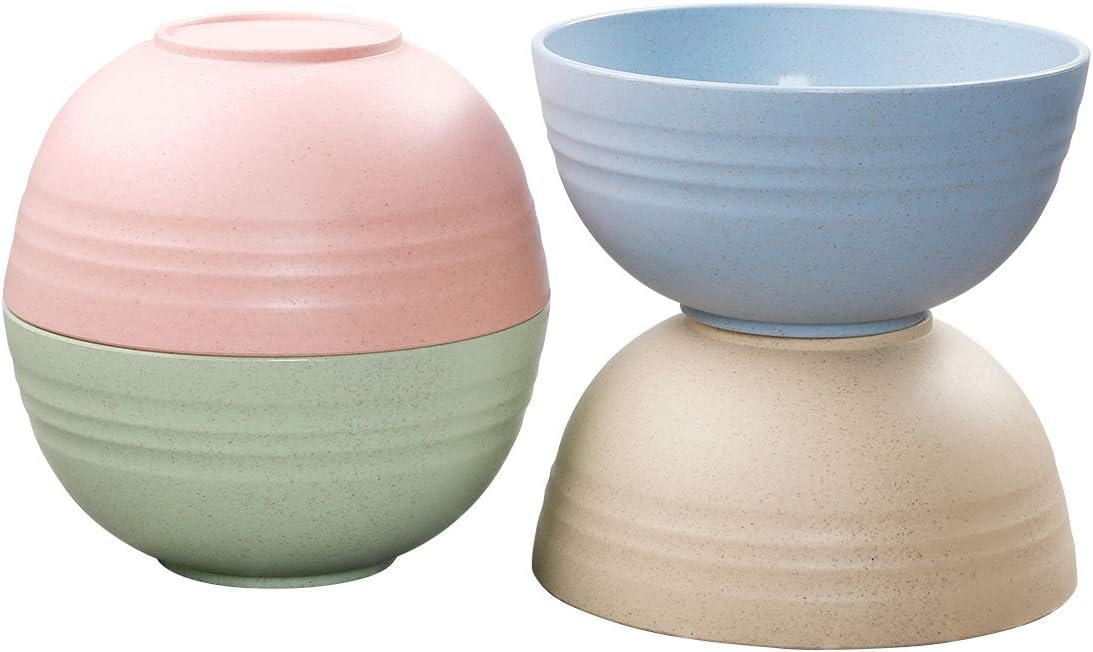 7Seas Unbreakable Wheat Straw Fiber Bowls 800ML - 4 Pack Multicolor BPA-Free Dinnerware for Cereal, Rice, Salad, Snacks & Soup - Microwave Safe, Dishwasher Safe, Eco-Friendly Kitchen Bowls 2