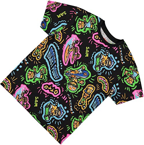 Nickelodeon Mens 90S Cartoon Shirt - Rocket Power Allover Print T-Shirt (Black, X-Large) #TOP5