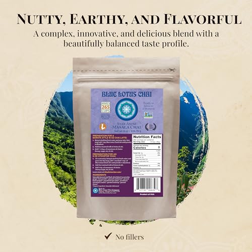 Blue Lotus Chai – Star Anise Masala Chai - Makes 265 Cups – Just Add Hot Water, No Steeping, No Gluten - 8 Ounce Masala Chai Powder with Organic Spices – Authentic Indian Tea - Thumbnail 4