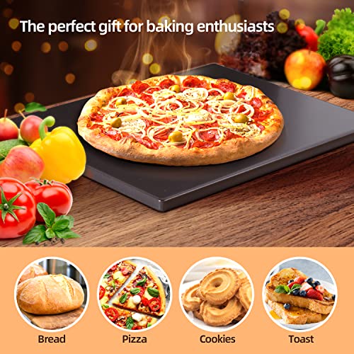 Pizza Stone For Oven Grill, Ohuhu 15X12 Inch Large Baking Stone With Glazed Surface Thermal Shock Resistant & Bamboo Pizza Peel Paddle, Bbq Cooking Stones For Grilling Pies Pastry Bread Crust Pizza #TOP3