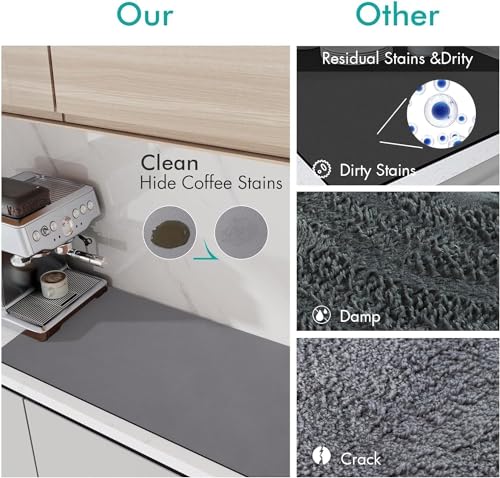 Image of Large Dish Drying Mat for Kitchen 40x60 cm - Super Water Absorbent Quick Dry Mat with Anti-Slip Rubber Backing | Non-Slip Countertop Drying Pad for Utensils, Dishes, Coffee Station & Multi-Purpose Use