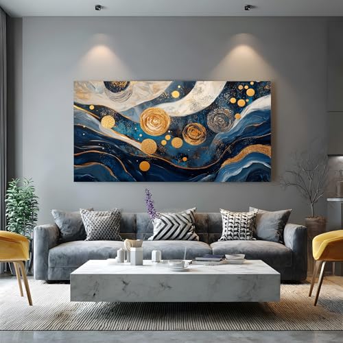 Tableau décoration murale abstrait luxe point doré chic bureau - 4