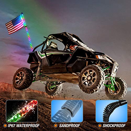 Image of Nilight 1PC 4FT Spiral RGB Led Whip Light with Spring Base Chasing Light RF Remote Control Lighted Antenna Whips for Can-Am ATV UTV RZR Polaris Dune Buggy Offroad Truck, 2 Years Warranty
