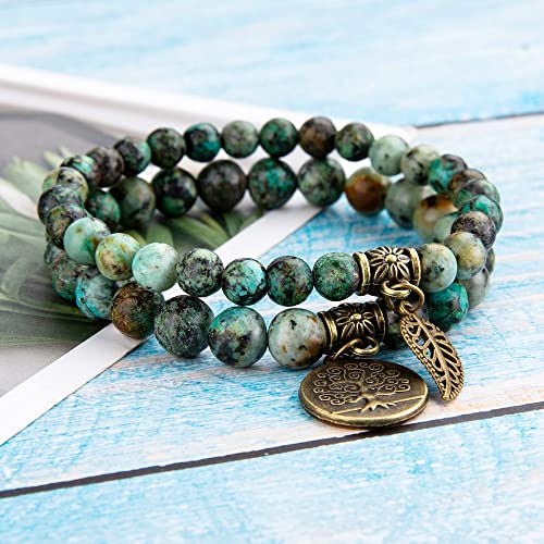 Farfume Chakra Bracelets for Women - Crystals Bracelet Women Natural Gemstones Yoga Reiki Bangle- A Set of Double Bracelets - Image 6