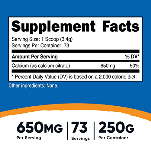 Nutricost Calcium Citrate Powder (250 Grams) Unflavored #TOP1