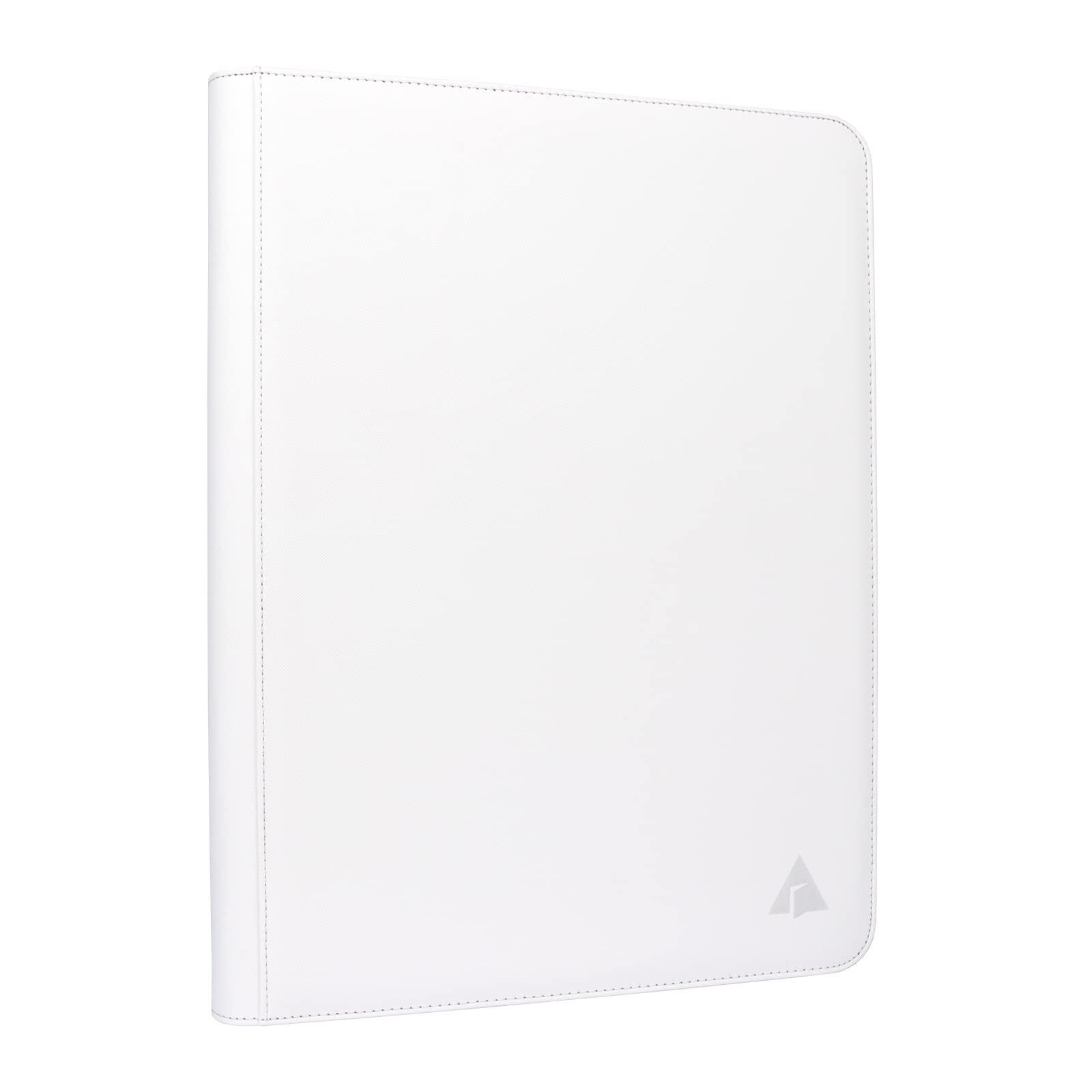 white page card binder Performore Hand-Stitched Baseball Card 2-Inch Binder, Red Stitching Baseball Card Collector Binder Album with 9-Pocket Sleeves for Sports Trading