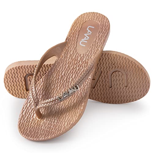 LAVAU Women Waterproof Flip Flops, Shower & Water No-Slip Sandals for Pool and Beach