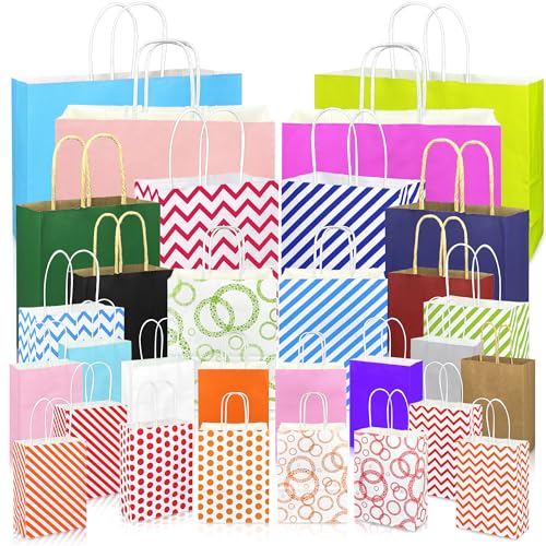 KEEPARTY 30 PCS Assorted Sizes Gift Bags Bulk Perfect for Weddings Partie and Holidays 4 Sizes and Multiple Colors Available