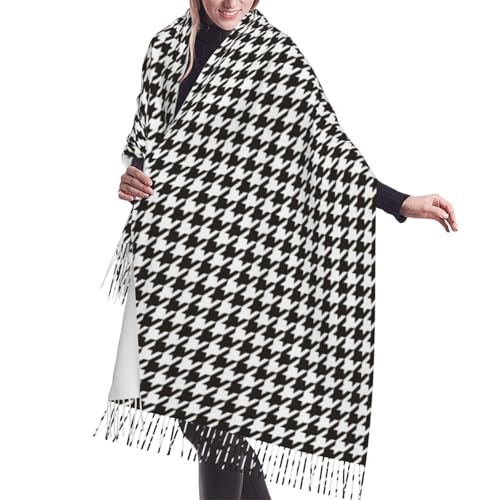Scarf For Women Houndstooth Black And White Pashmina Shawl Wraps For Women Travel Scarves Evening Dresses With Tassels