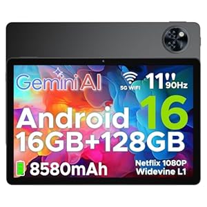 DOOGEE Tablet U11 Android 16, tableta de 11 pulgadas con Gemini AI, 16GB+128GB/2TB, tabletas para juegos de 8580mAh, Unisoc T7200 Octa-Core, tabletas de 13MP+5MP, 2.4G+5G WiFi/WidevineL1/0.138 in