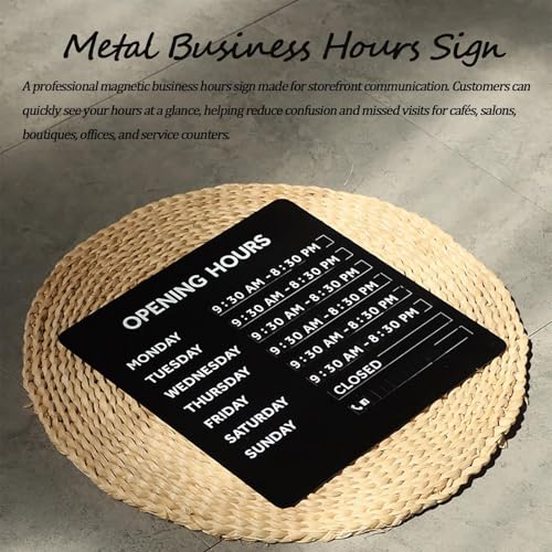 Letrero magnético de metal para horas laborales con números intercambiables de pizarra reutilizable 2