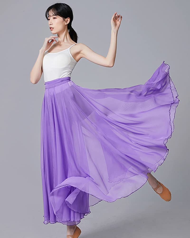 MISSMAO Jupe Longue Élégante pour Danse du Ventre Jupe Danse Orientale Couleur Unie Jupe Plissée Verstellbare Taille Jupon Tulle Élégant Vêtements de Danse Costume Danse Orientale