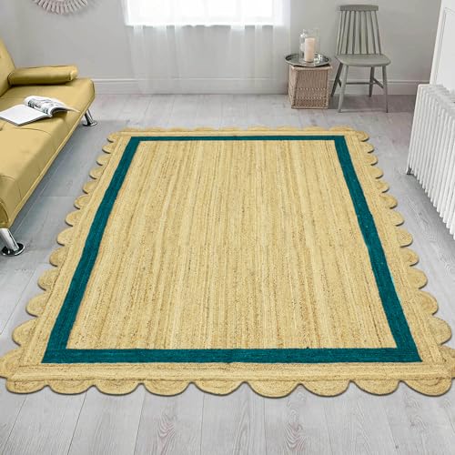Tapis en jute résistant bleu et beige pour protéger les sols à fort passage - 5