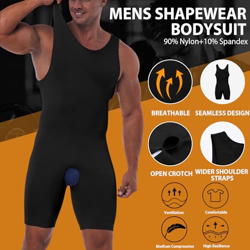 Gleefeat Body masculino modelador de abdômen modelador de corpo inteiro compressão emagrecedor sem m