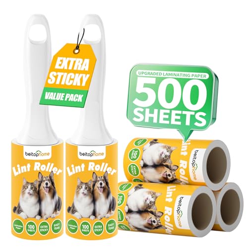 Image of Extra Sticky Lint Roller for Pet Hair, 500 Sheets, 2 Handles