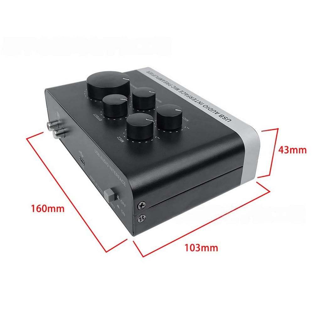 Interfejs audio USB przedwzmacniacz mikrofonowy przedwzmacniacz mikrofonowy zasilanie fantomowe do nagrywania, transmisji na żywo, podcastów do domowego studia