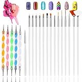 Hanyousheng 20 Pcs Nagel Pinsel, Nail Art Pinselset, Acryl Nagel Kunst Pinsel, 15 Stücke Nagel Pinsel, 5 Stücke Dotted Pen Punktierung Stift für Nagelkunst Nageldesign Maniküre