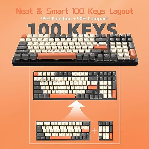 Image of ATTACK SHARK Wireless Mechanical Keyboard, 2.4G /USB-C /Bluetooth, Hot Swappable, 96% 100 Keys, 4000mAh RGB, Wrist Rest, Clicky Blue Switches, for PC Mac iPad