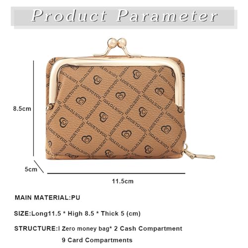 Women purse brown Short zipper wallet card holder large capacity coin holder for women2