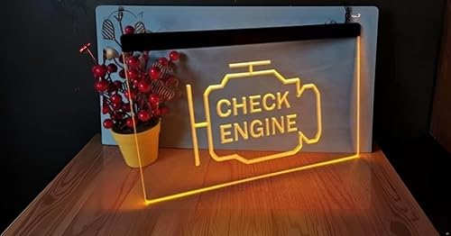 Miniatura 2 de Check Engine - Letrero de neón LED para pared, decoración de pared, para dormitorio, bar, fiesta, Navidad, boda, noche, luz (11.8 x 9.7 pulgadas,