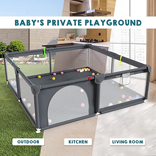 Baby Playpen, 79”X63”X26” Large Playpen For Babies And Toddlers, Indoor & Outdoor Baby Gate Play Pen, Play Yard For Baby With Ocean Balls And Storage Bag #TOP3
