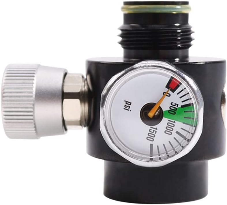 New Paintball Inner Thread,CO2 Cylinder Tank,On/Off Valve with 1500Psi Gauge,G1/2-14 (Black)